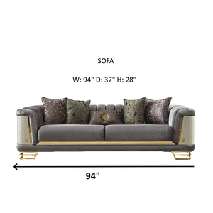 Ensemble de canapés de salon PZCN HOME en <span class=keywords><strong>velours</strong></span> capitonné, pieds de canapé en acier inoxydable, ensemble de canapés Chesterfield - Product Image 2