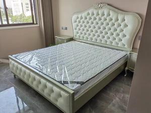 Франция, набор мебели для спальни, каркас размера «King-Size», бежевая французская мягкая кровать, современная простая большая удобная двуспальная кровать с мягкой обивкой - Product Image 6