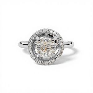 แหวนเพชรพลอยเซอร์คอนชุบทองคำขาว/ทองคำเหลืองสุดหรู ประดับด้วยเพชรทรงกลมเจียระไนแบบบริลเลียนท์ตรงกลาง สำหรับงานแต่งงาน - Product Image 1