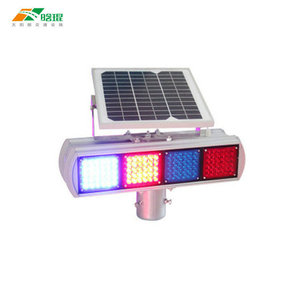 Solar Traffic Warning <b>Light</b> Led Flashing Red Blue Aluminum <b>Pole</b> Mount Ip65 Pc Material - Product Image 1