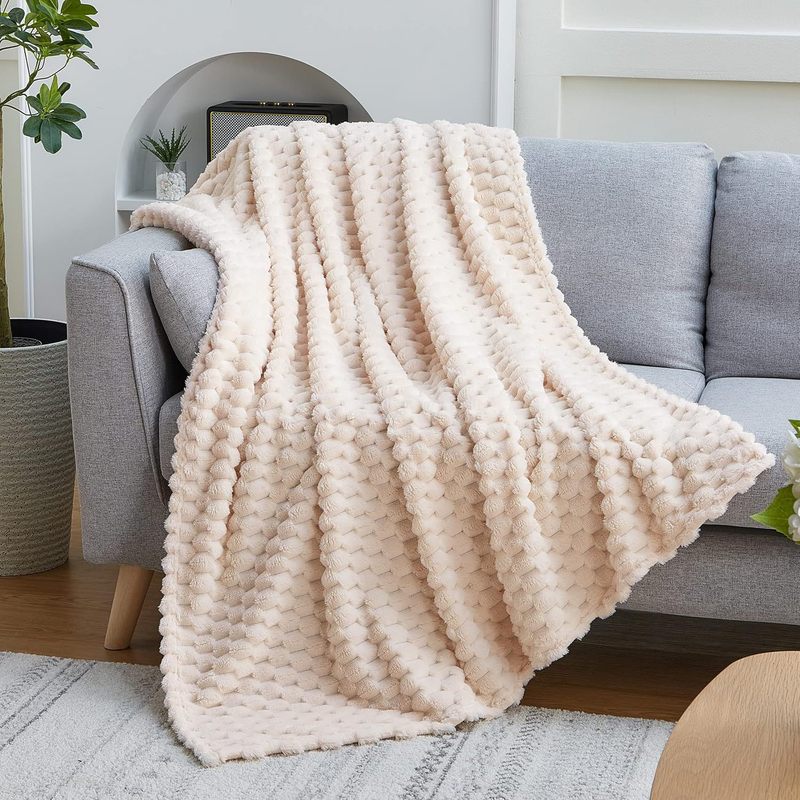 Cozy Cream White Throw Blanket Soft