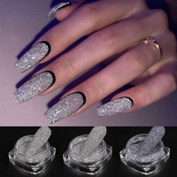 Poudre à ongles à pigment holographique scintillant réfléchissant Flash Diamond Nail Gold and Silver Chrome Pigment Dip Nail Powder