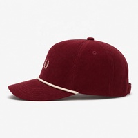 Gorra de béisbol de pana personalizada de fábrica con 5 paneles, visera de cuerda, textura acanalada, talla única, ajustable con correa trasera