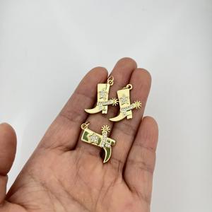 Liontin Sepatu Koboi Berlapis Emas Custom, Bintang, dan Hiasan CZ untuk Pecinta Pembuatan Perhiasan - Product Image 4