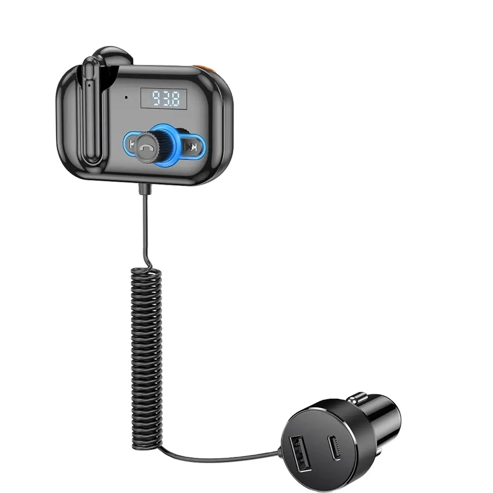 BT 5.0 MP3 Player Car FM Transmitter with Headset Wireless Handsfree Car Kit Audio Play PD Fast Charger