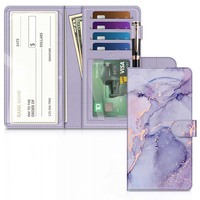 FINTIE Longue Housse de Chéquier en Similicuir avec Protection RFID, Grande Capacité, pour Chéquier Standard, Chéquier de Duplicata, Porte-Stylo et Cartes