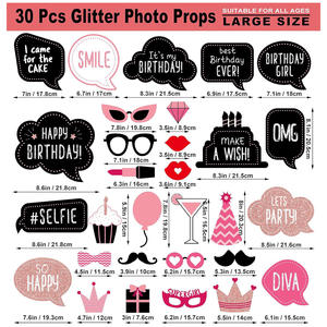 Set de 30 Accesorios para Fotos en Oro Rosa para Fiesta de Cumpleaños de Mujeres, Decoraciones Originales para Celebración de Chicas - Product Image 2