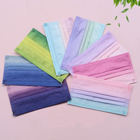 Masque facial jetable à dégradé de couleurs, 3 plis, respirant, pour adultes