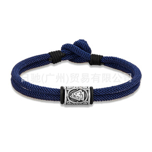 สร้อยข้อมือสแตนเลสสตีลลายรูนไวกิ้ง ดีไซน์เรขาคณิต เครื่องประดับแฟชั่นสำหรับทุกเพศ - Product Image 3