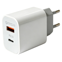 Chargeur mural X002shell à double port USB-A + Type-C avec prise EU, charge rapide et prise en charge du Quick Charge pour téléphones mobiles
