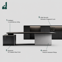 Bureau de direction moderne en L intelligent, réglable en hauteur électriquement, 4 mémoires, avec table d'appoint et rangement pour bureau d'entreprise