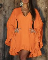 Nouveautés de l'été, vente en gros, robe courte de bureau élégante et sexy à col en V asymétrique à volants Y2K, pour femmes