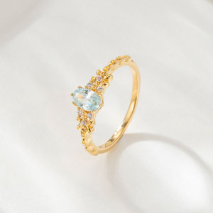 Happy Olive Tree Open Ring Gold Plated Prong Setting Plant Design Index Finger Ring Gift Jewelry - Product Image 1