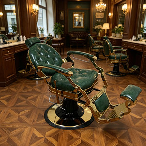 Muebles de Salón de Belleza, Sillas de Barbería Hidráulicas Doradas Vintage en Venta - Product Image 3