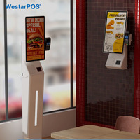 Kiosque de commande automatique pour restaurant rapide WestarPOS CRS001 avec grand écran de 23,8 pouces, à fixer au mur ou sur pied