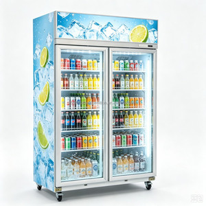 Réfrigérateur vertical de présentation pour magasin de détail, 2 portes, unité supérieure, refroidissement par air, vitrine pour boissons et gâteaux - Product Image 5