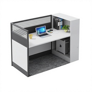 Conjunto de Escritorio y Silla de Oficina Comercial con Caja de Cables Desmontable, Diseño de Partición Moderno y Minimalista - Product Image 1