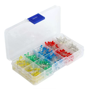 Kit de Surtido de Diodos Emisores de Luz LED F3 de 3 mm, 500 Piezas en Caja, 5 Colores: Rojo, Amarillo, Azul, Verde, Blanco, 100 Piezas de Cada Color para Proyectos Electrónicos DIY - Product Image 1