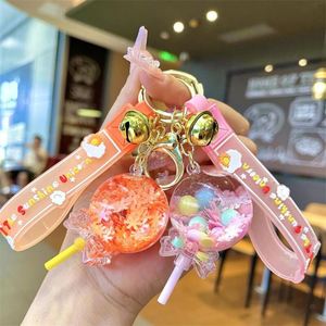 Hot Selling Quicksand Bottle Acrylic Mobile Keychains Student Bag Lovely Lollipop Liquid Key Chain - Product Image 4
