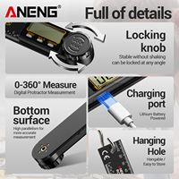 ANENG RC02 Rapporteur numérique rechargeable 0-360° 200 mm, règle d'angle métrique et impériale, précision 0,5°, fonction de réinitialisation des données