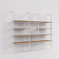 Étagère murale pour salon de beauté moderne, en bois et métal, personnalisable, facile à assembler, pour les soins de la peau et le maquillage