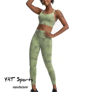 Private Label Workout BH Leggings Set benutzer definierte Logo Krawatte Tschüss Frauen Yoga Gym Fitness-Set