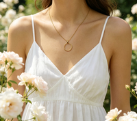 Collier pendentif cercle ouvert délicat en acier inoxydable 316L plaqué or PVD 18K, bijou minimaliste pour femme, idéal pour la clavicule