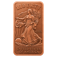 Barre de cuivre pur en relief 3D de 1 oz, Médaille en cuivre Aigle chauve américain et Déesse de la Liberté, Lingot de cuivre patriotique américain de collection
