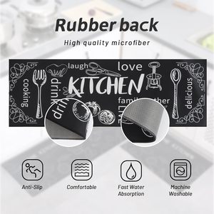 Tapis de cuisine moderne antidérapant en 2 pièces, lavable, épais et rembourré, en polyester absorbant l'eau, adapté aux animaux domestiques, conception OEM - Product Image 4