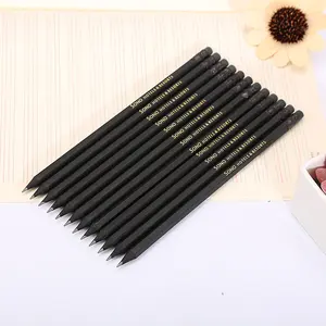 学生のための消しゴム付きの安い印刷されたカスタムロゴ鉛筆ペンスリムブラックホワイト鉛筆