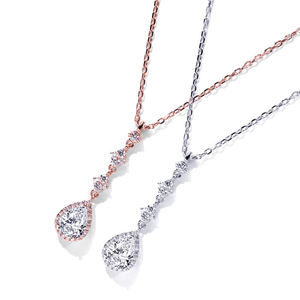 Collar con Colgante Exquisito de Moissanita Tianyu con Engaste de Halo, Corte de Pera, Joyería Brillante para Mujer - Product Image 1