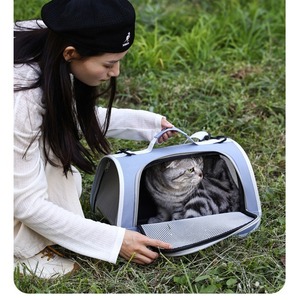 Pet Carrier <b>Backpack</b> Oxford Fabric 5-7kg Capacity Portable With Handle For <b>Cats</b> And Dogs Solid Color Design - Product Image 1