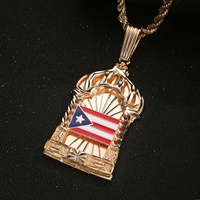Collier tendance en laiton plaqué or 14 carats avec pendentif émaillé drapeau national et motif sculpté, idéal pour femme et homme, cadeau à la mode