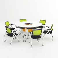Table pliable de salle de formation de bureau de forme d'éventail de conseil de Mfc de conception moderne avec des roues