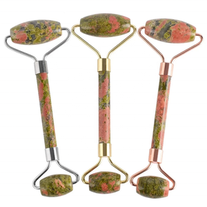 ลูกกลิ้งนวดหิน unakite สำหรับนวดหน้าลูกกลิ้งคริสตัลธรรมชาติลูกกลิ้งผลิตภัณฑ์สำหรับใบหน้าขายส่งขนาด4ถึง5นิ้ว - Product Image 4