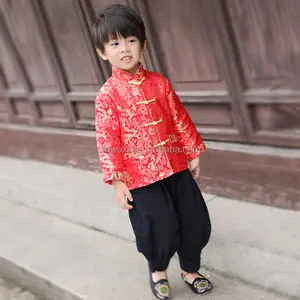 chinesische drachen kostüm baby Suppliers-Kleine Jungen Drachen Tang Ärmel Chinesische Kleidung Kinder Kostüme Jungen Jacken Outfit Tops