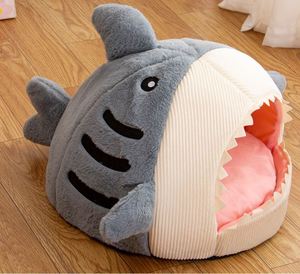 2024 neu niedliches Katzenhaus Höhlenbett Kätzchen weich wärmend gemütlich Haiform flauschig Haustier Hund Katze Höhlenbett Haus - Product Image 6