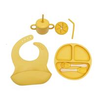 Nouvel ensemble d'alimentation pour bébé en silicone 100 % alimentaire sans BPA, tasse, bol, cuillère, ustensiles d'apprentissage pour nourrissons, ensemble cadeau pour bébé