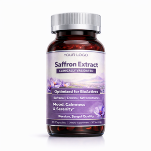 Özel Marka Organik Safran Ekstresi Antioksidan Takviyesi GMP Sertifikalı Yetişkinler İçin Sakinlik ve Odaklanma Vegan Kapsülleri - Product Image 4
