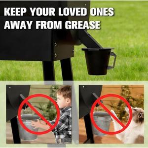 Grease Bucket with <b>Lid</b> 15 Foil Liners Outdoor <b>BBQ</b> Grease Collector - Product Image 5
