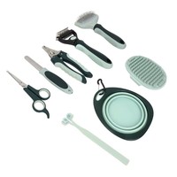 Kit de toilettage portable pour animaux de compagnie en gros – Ensemble de brosses de voyage 8-en-1 pour chiens et chats avec sac en TPR