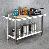 Table de travail en acier inoxydable SUS304, robuste, banc de travail commercial avec pieds réglables pour cuisine professionnelle et laboratoire