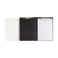 Carnet d'étude à spirale noir à motifs floraux avec presse-papiers, stylo doré et sangle élastique, idéal pour les étudiants, le bureau, la prise de notes et la planification