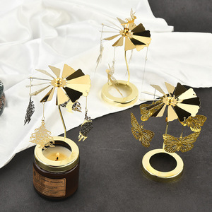 Creative Carousel Rotating Candle Cup Holder Revolving Candlestick Romantic Atmosphere Candlelight Dinner Decor Ornament - Product Image 1