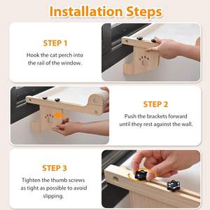 Jendela tempat tidur gantung kucing dalam ruangan kokoh mudah diatur kayu tempat tidur kucing ambang jendela lemari laci samping tempat tidur tidak perlu bor goresan kucing - Product Image 5