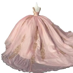Pink Tulle Ball Gown Sweetheart Neckline Empire Waist 3D Embroidery Evening Dress For 18 Year Old Adult Formal Wear - Product Image 5
