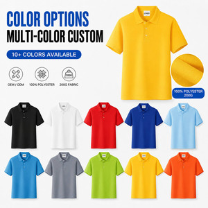 Polo personnalisé avec logo pour homme, 200 g, polyester, manches courtes, respirant, séchage rapide, ODM, vente en gros, couleur unie, style décontracté - Product Image 3
