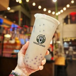 แก้วพลาสติก PP สำหรับกาแฟ น้ำผลไม้ ชานมไข่มุก ขนาด 12, 16, 24 ออนซ์ รูปทรงตัวยู พร้อมฝาปิด รับพิมพ์โลโก้ตามแบบ - Product Image 4