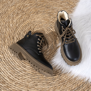Bottines à plateforme pour femmes, à lacets, semelle épaisse, bout rond, en cuir PU, bottes de combat, style Y2K, streetwear, chaussures d'hiver - Product Image 4
