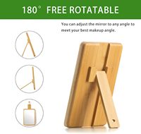 Miroir de courtoisie pliant en bambou naturel portable petit miroir de maquillage de bureau avec support de poche bon miroir cosmétique